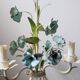 Vintage tole chandelier with light blue roses 1960s