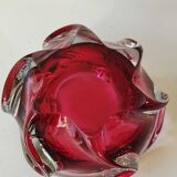 Empty pocket/Ashtray in blown Art glass, Murano. Ruby red, 1960