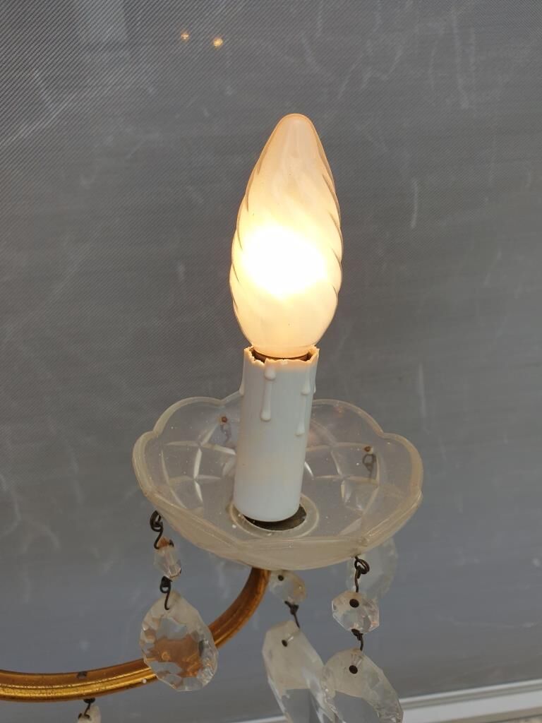 Lustre vintage à pampilles 3 bras de lumière