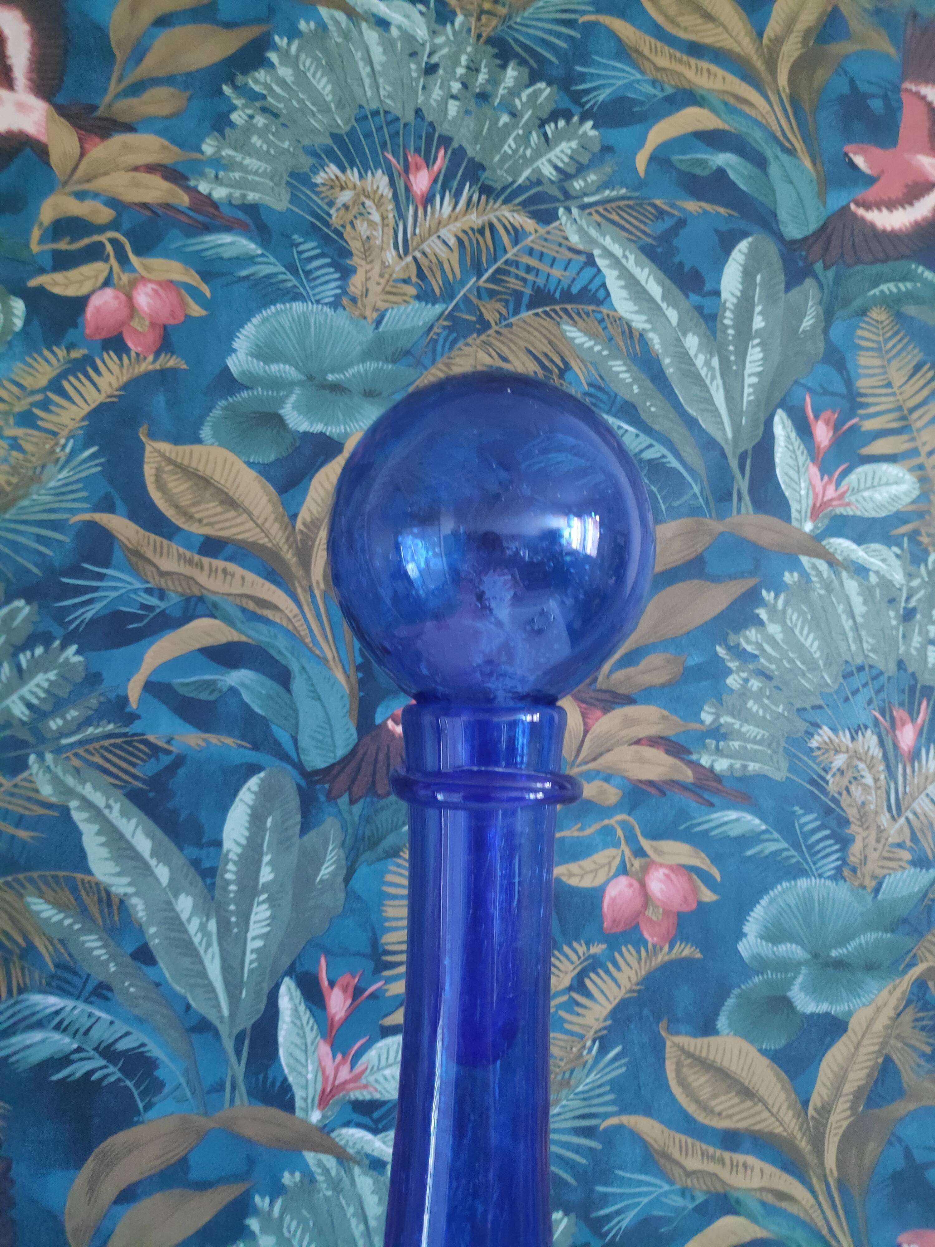 Biot carafe in blue glass from Persia