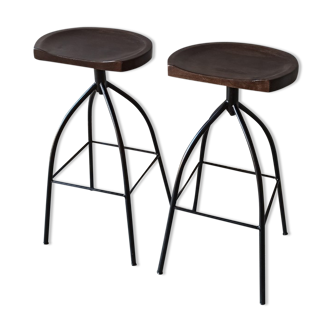 Pair of wooden bar stools