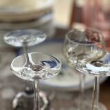 7 vintage iridescent foot glasses