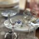 7 vintage iridescent foot glasses