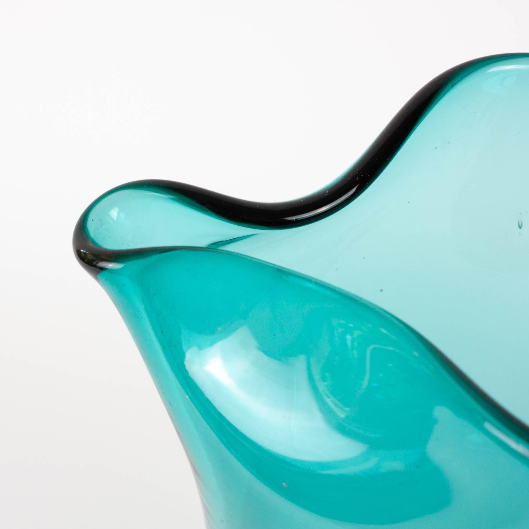 1960s Portuguese Turquoise Glass Jug