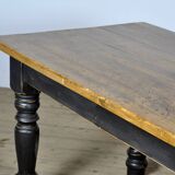 Table de ferme en pin avec plateau ancien