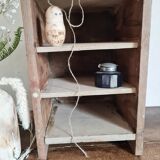 Old wooden workshop shelf