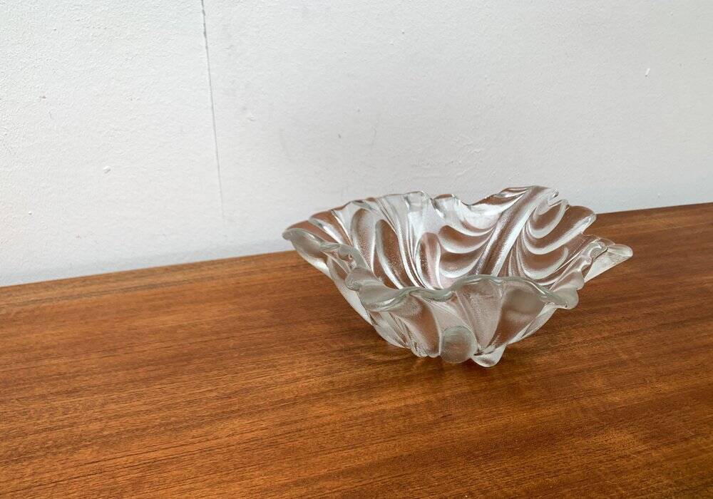 Heavy vintage German floral glass bowl by Walther Glas, 1970s.