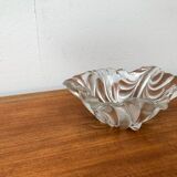 Heavy vintage German floral glass bowl by Walther Glas, 1970s.