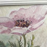 Aquarelle française de fleurs, coquelicots, signée DR