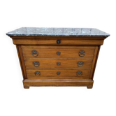 Commode de style Louis Philippe en merisier et marbre gris veiné
