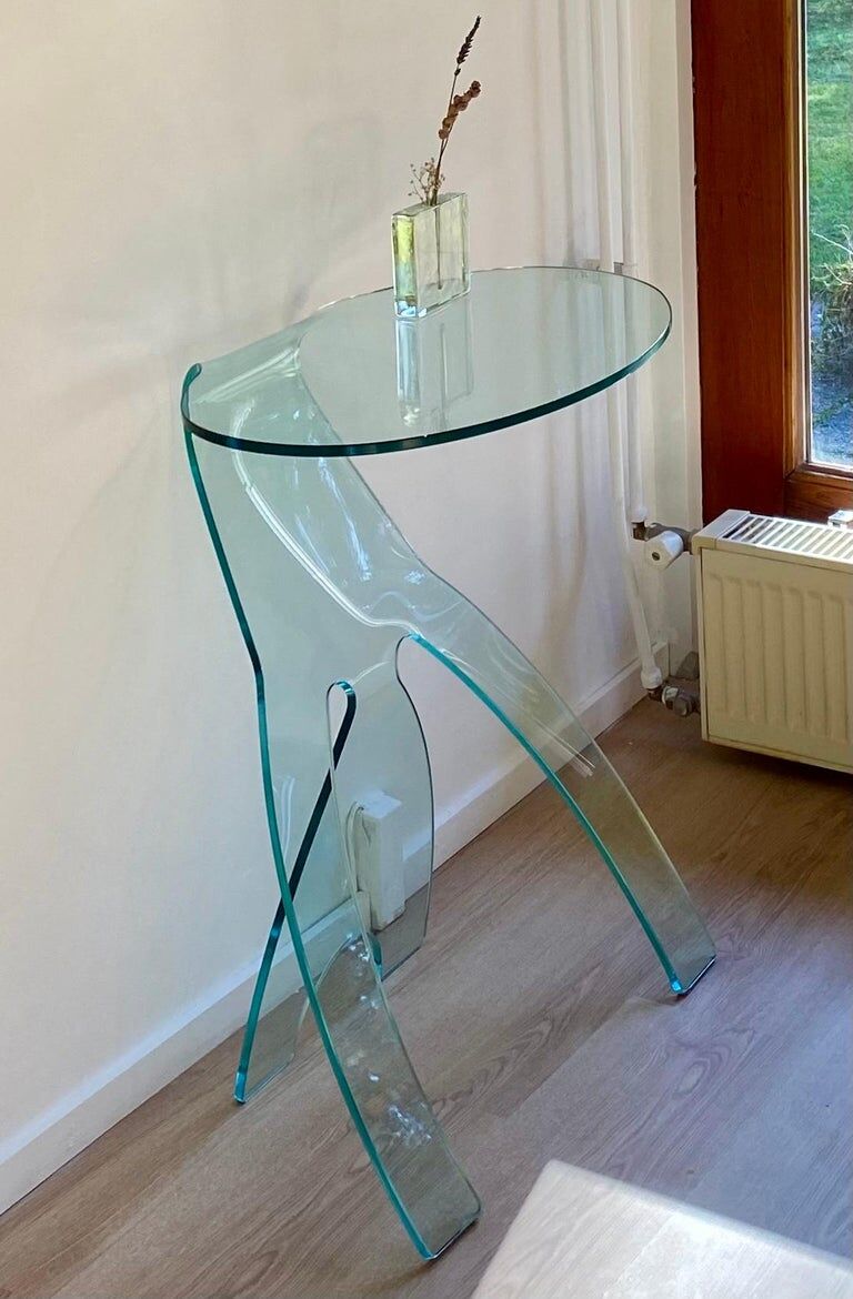 FIAM Italia Glass Side Table ‘Grillo’ by Vittorio Livi, ca. 1980s
