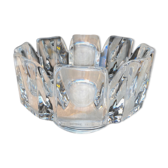 Coupe cristal signée vintage ou vide-poche design scandinave Lars Hellsten Orrefors 1970 Corona Bowl