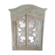 Carved white wood mirror 1990 decorative carved with opening shutters on a square mirror