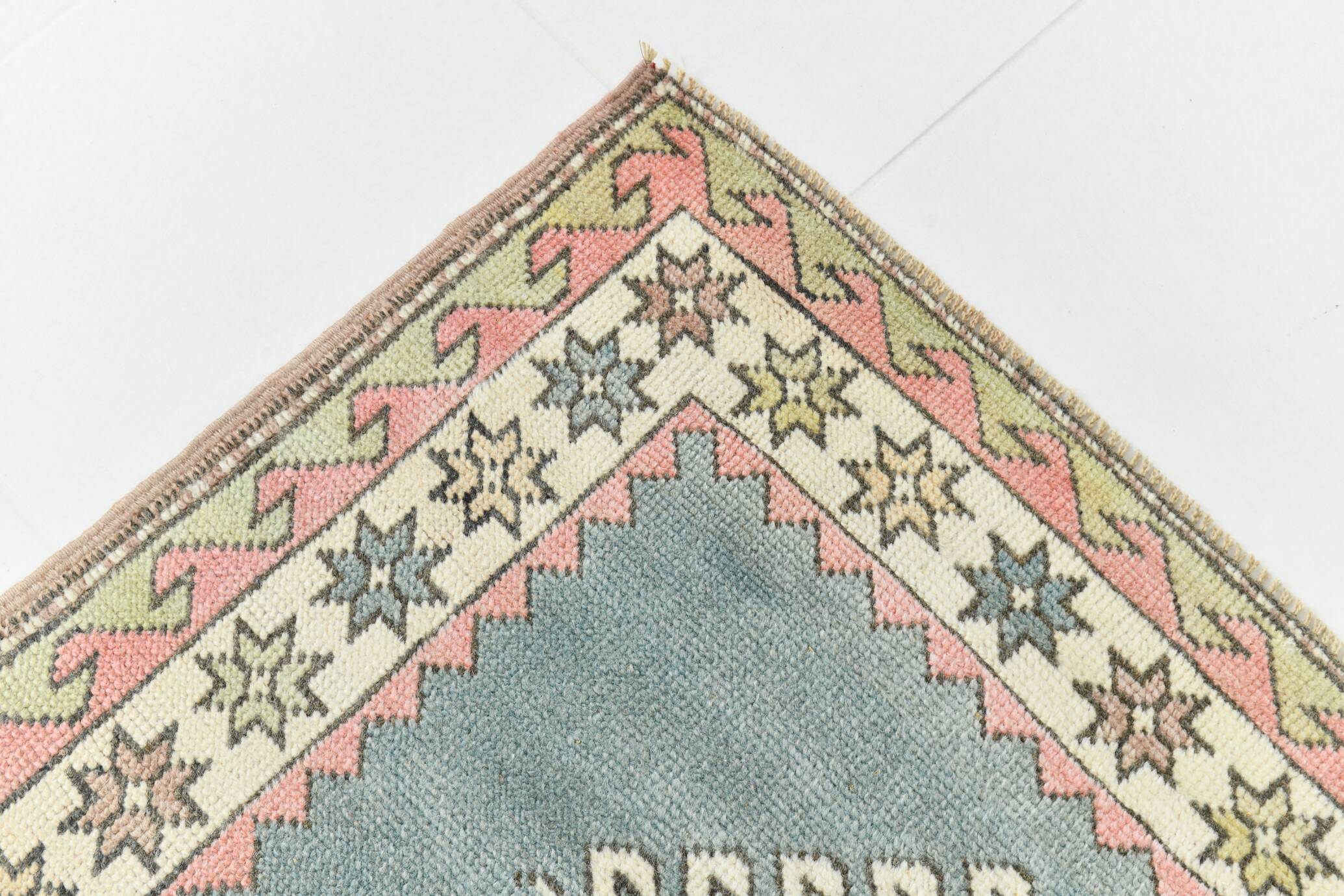 4x7 Oushak Light Green Oriental Vintage Rug, 128x206Cm