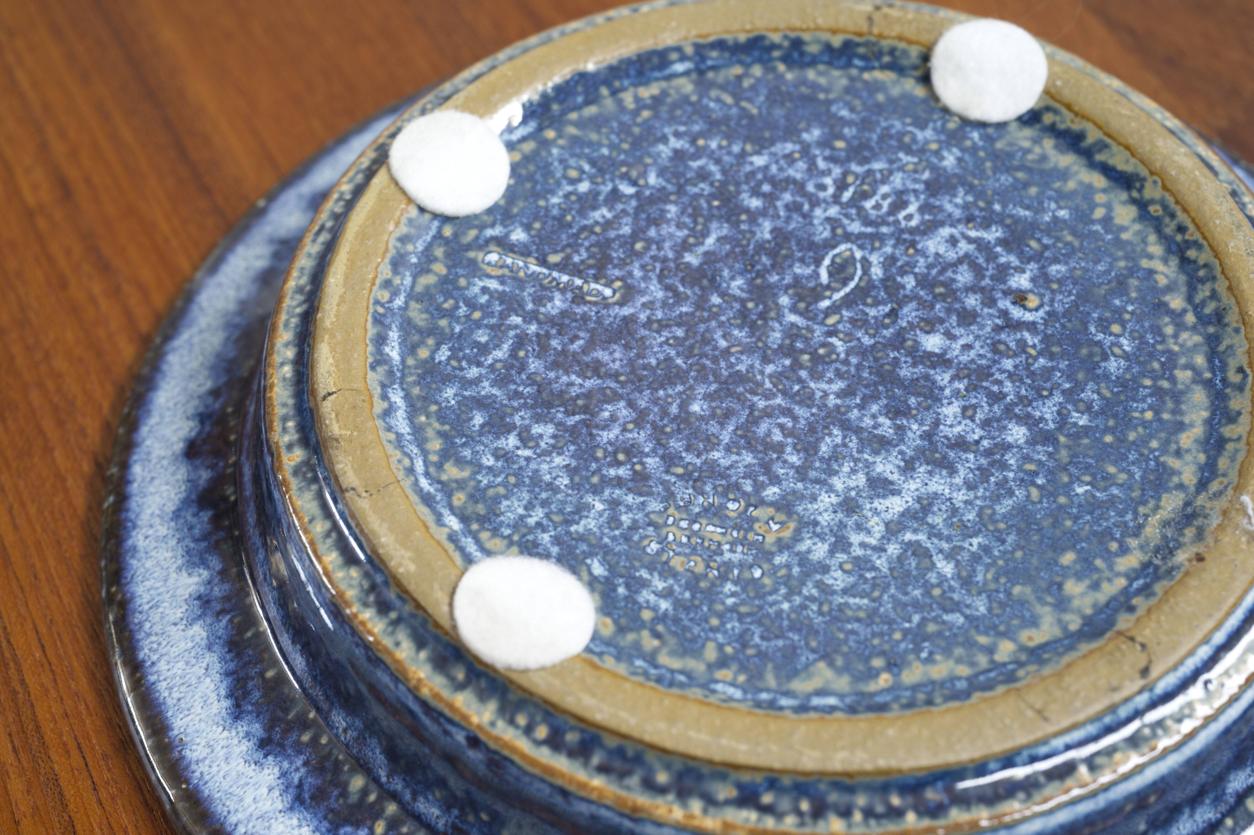 Blue Ceramic Dish Maria Philippi and Einar Johansen, Søholm, Denmark 1960s
