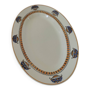 Oval Art Deco plate from Longwy pottery.