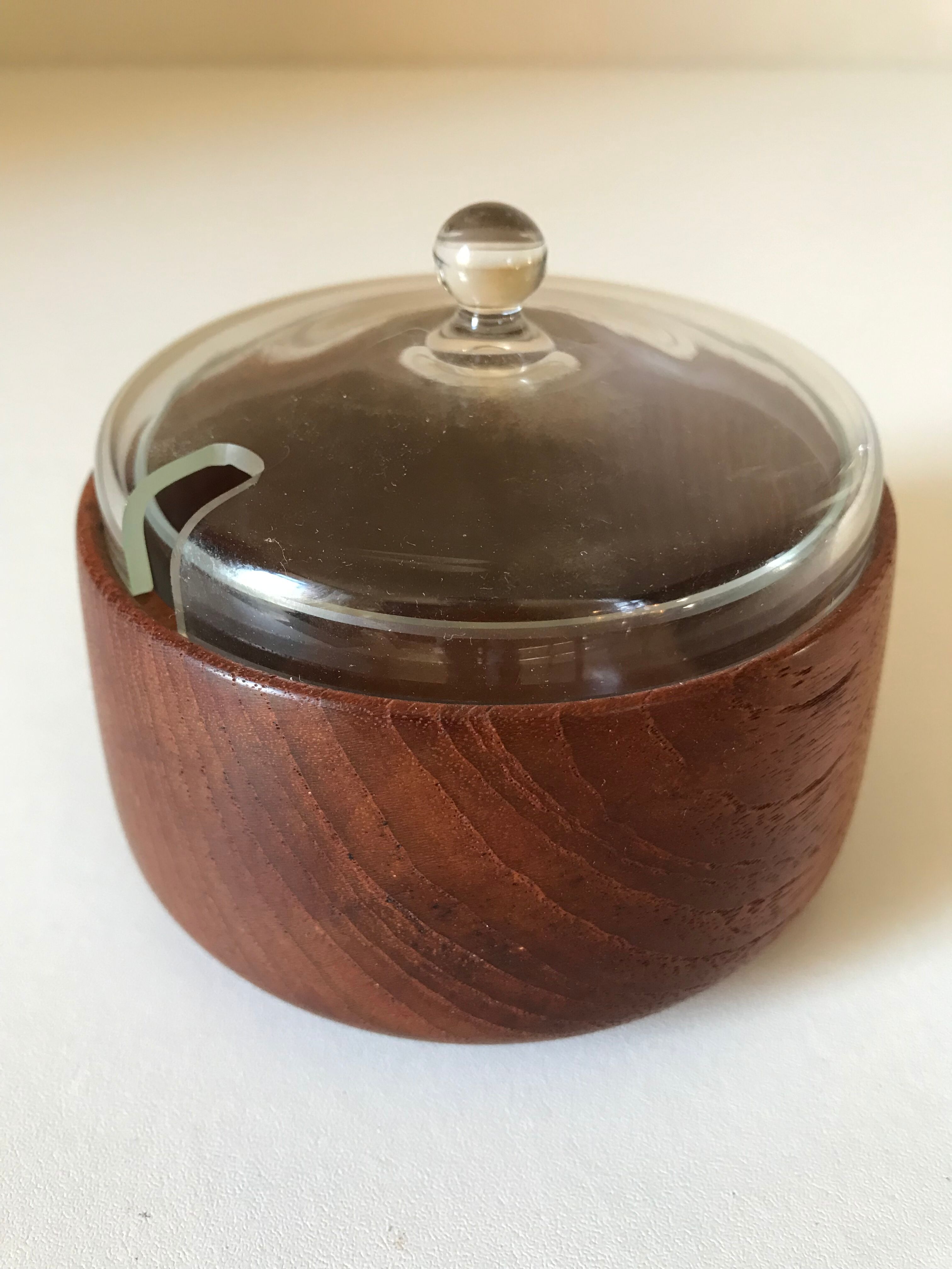 Teak spice pot and glass of the 60 years