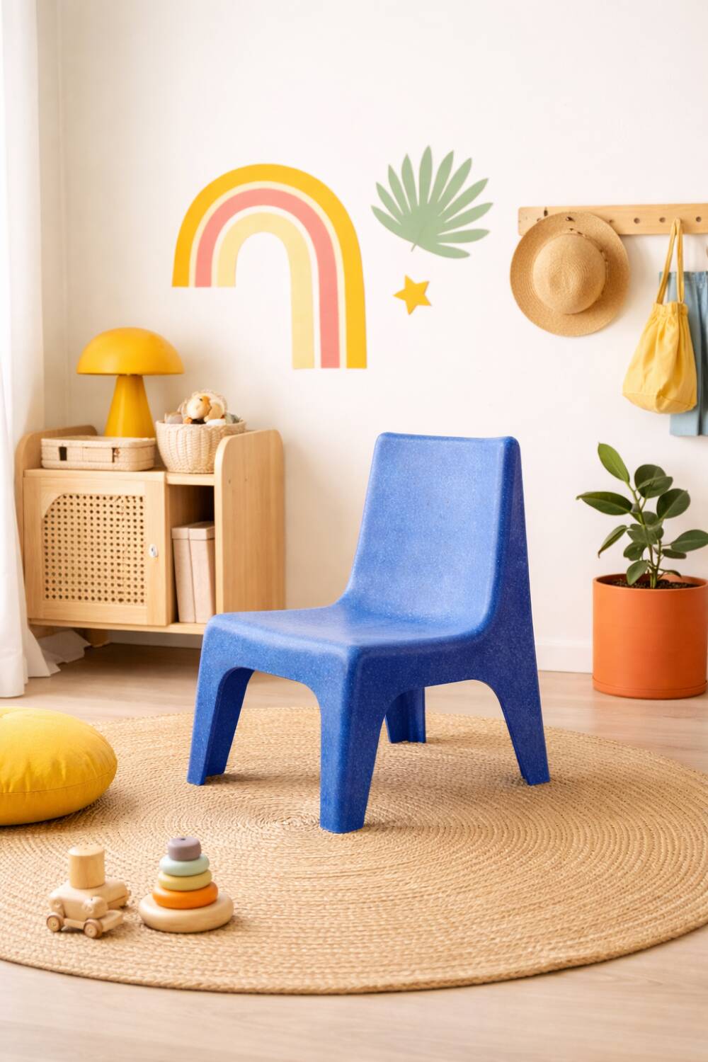 Blue children's chairs seventies design