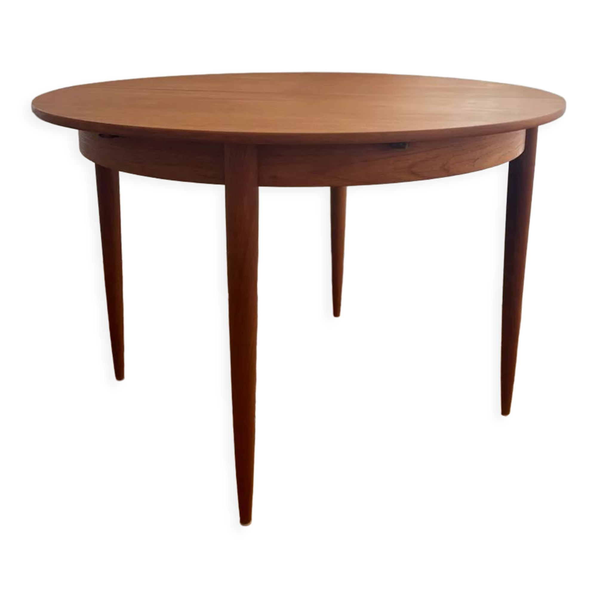 Table ronde à rallonges vintage années 60 en teck