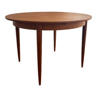 Round table with vintage extensions 60s teak