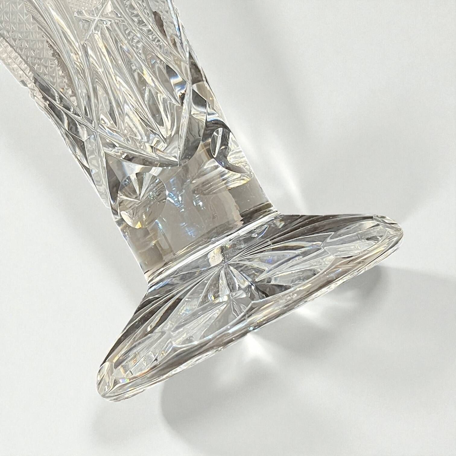 Bohemian crystal trumpet vase on foot vintage crystal vase 1940