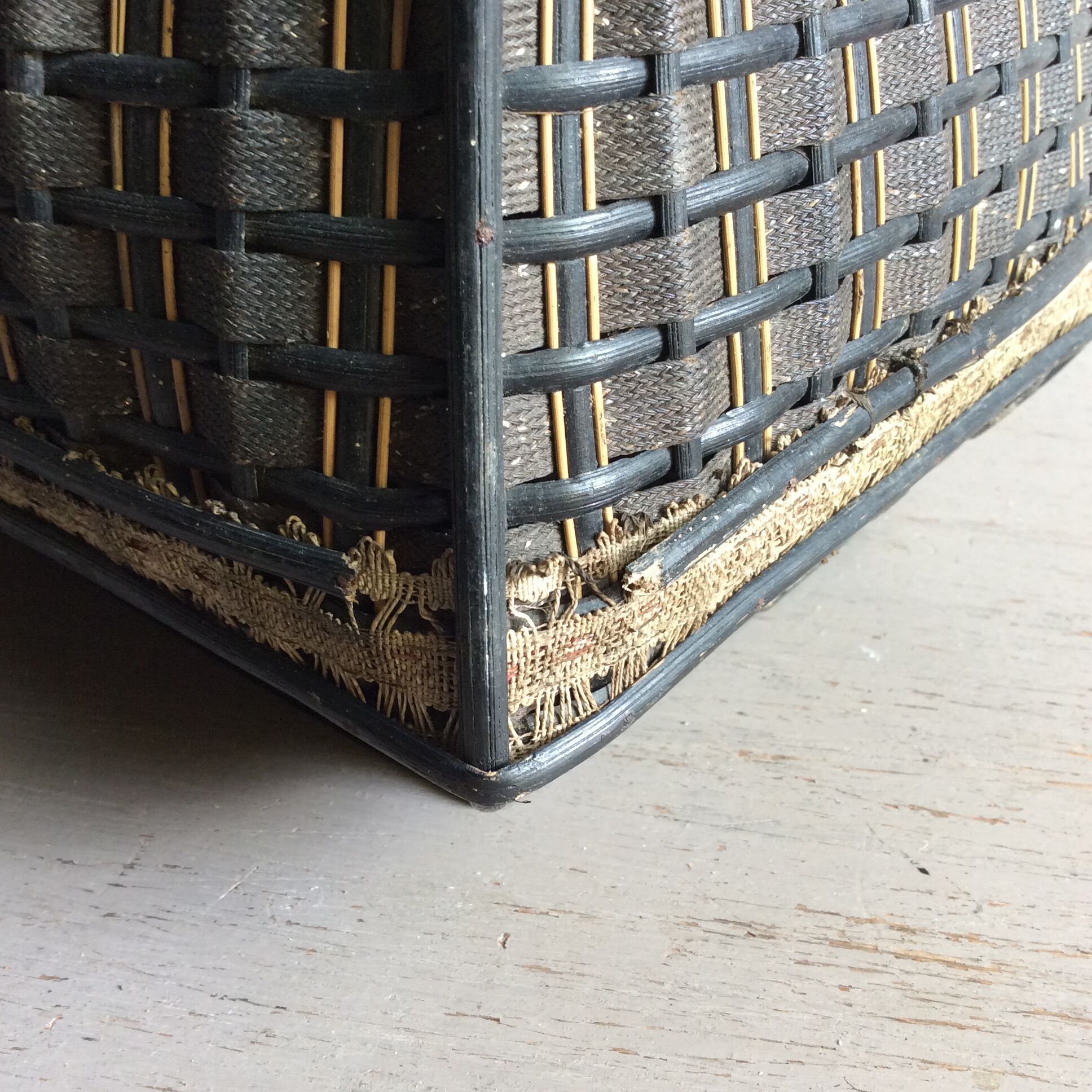 Old Bressan basket in blackened rattan