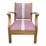 Restored oak and fabric armchair
