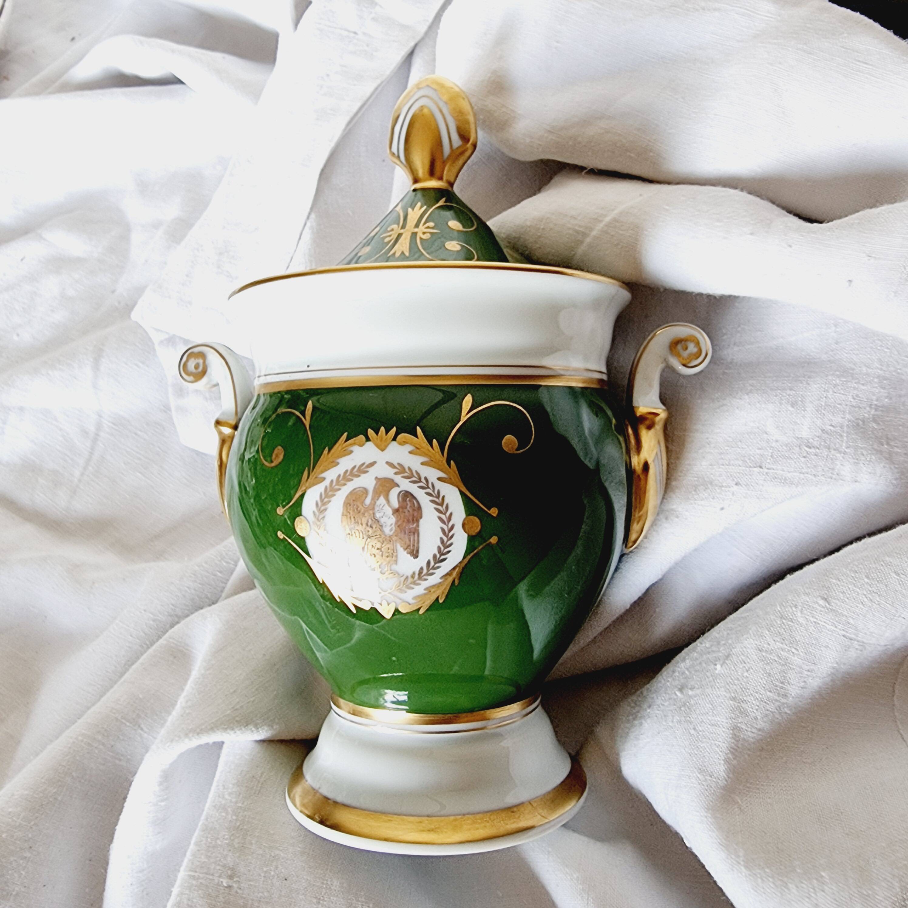 Limoges Porcelain Bombonera Lafarge or Empire Style Tibor or Napoleon
