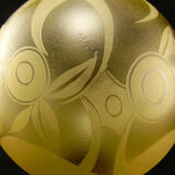 Acid engraved glass ball decorated with birds and geometric art deco