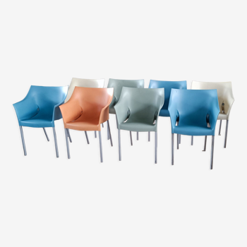 Lot de 8 chaises colorées DR NO, Philippe Starck