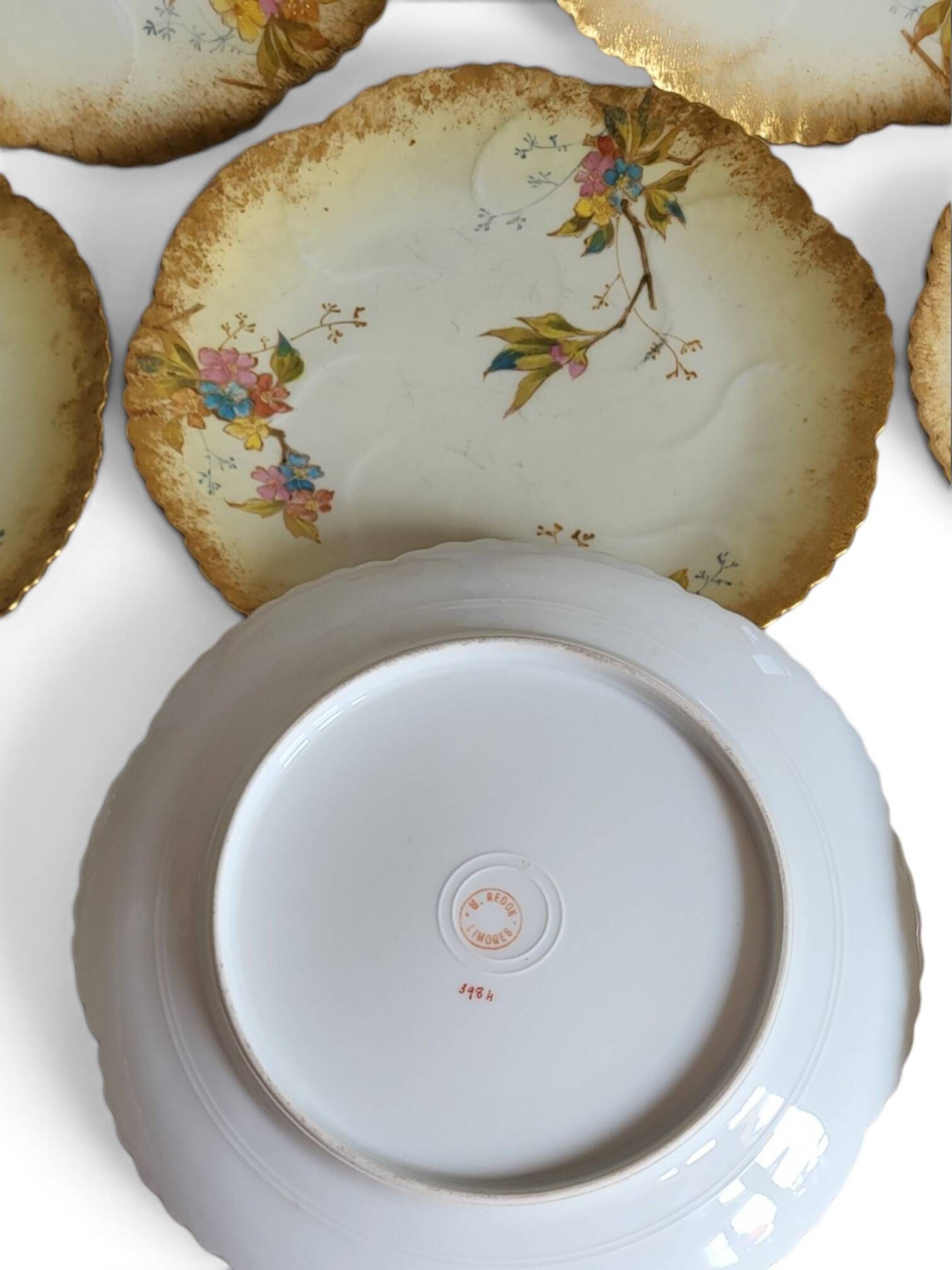 8 porcelain plates from Limoges, Martial Redon / Art Nouveau