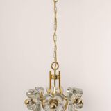 Large brass and crystal pendant light by Sische, Germany, 1970s.