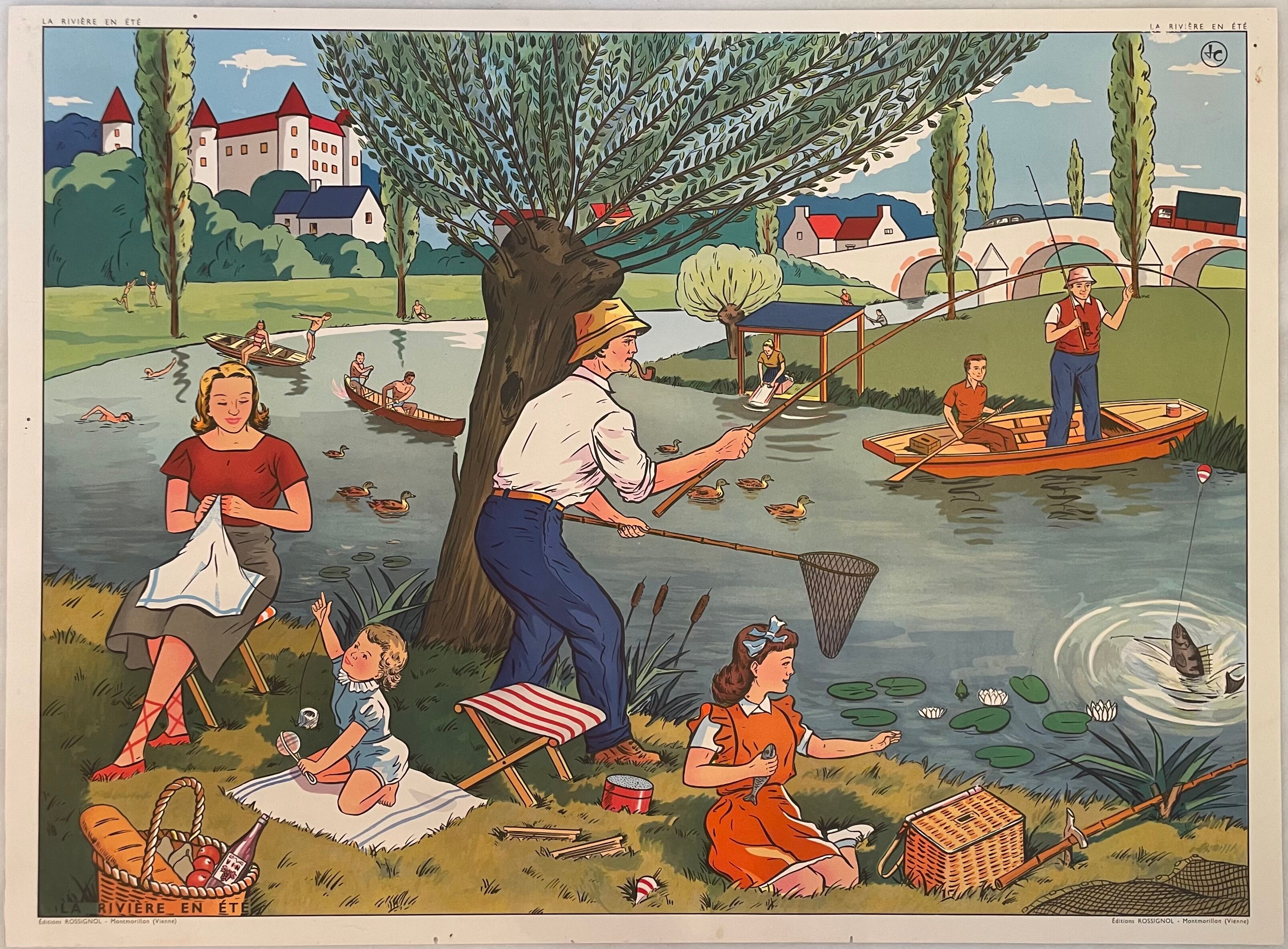 School poster La Moisson et La Rivière en Eté Montmorillon Rossignol