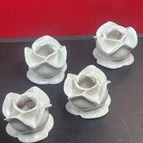 Set of 4 white porcelain table candle holders