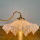 Vintage lampshade suspension in pale pink clichy glass