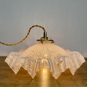 Vintage lampshade suspension in pale pink clichy glass