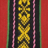 Red wool runner with stripes in bright colors , handwoven, Romania 220x80cm