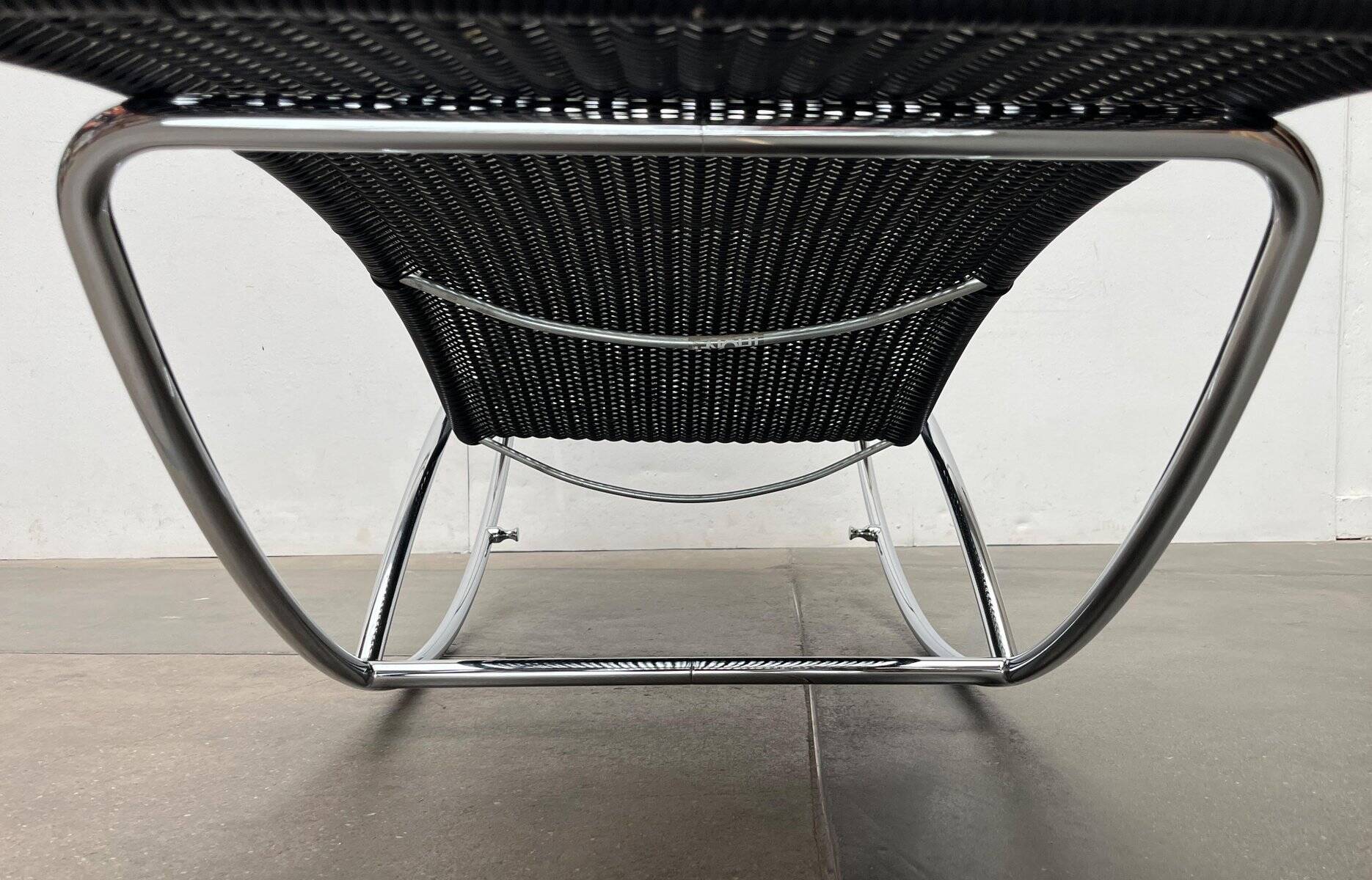 Vintage chaise longue model S 828 in tubular steel by Torben Skov for Thonet, 1980s.