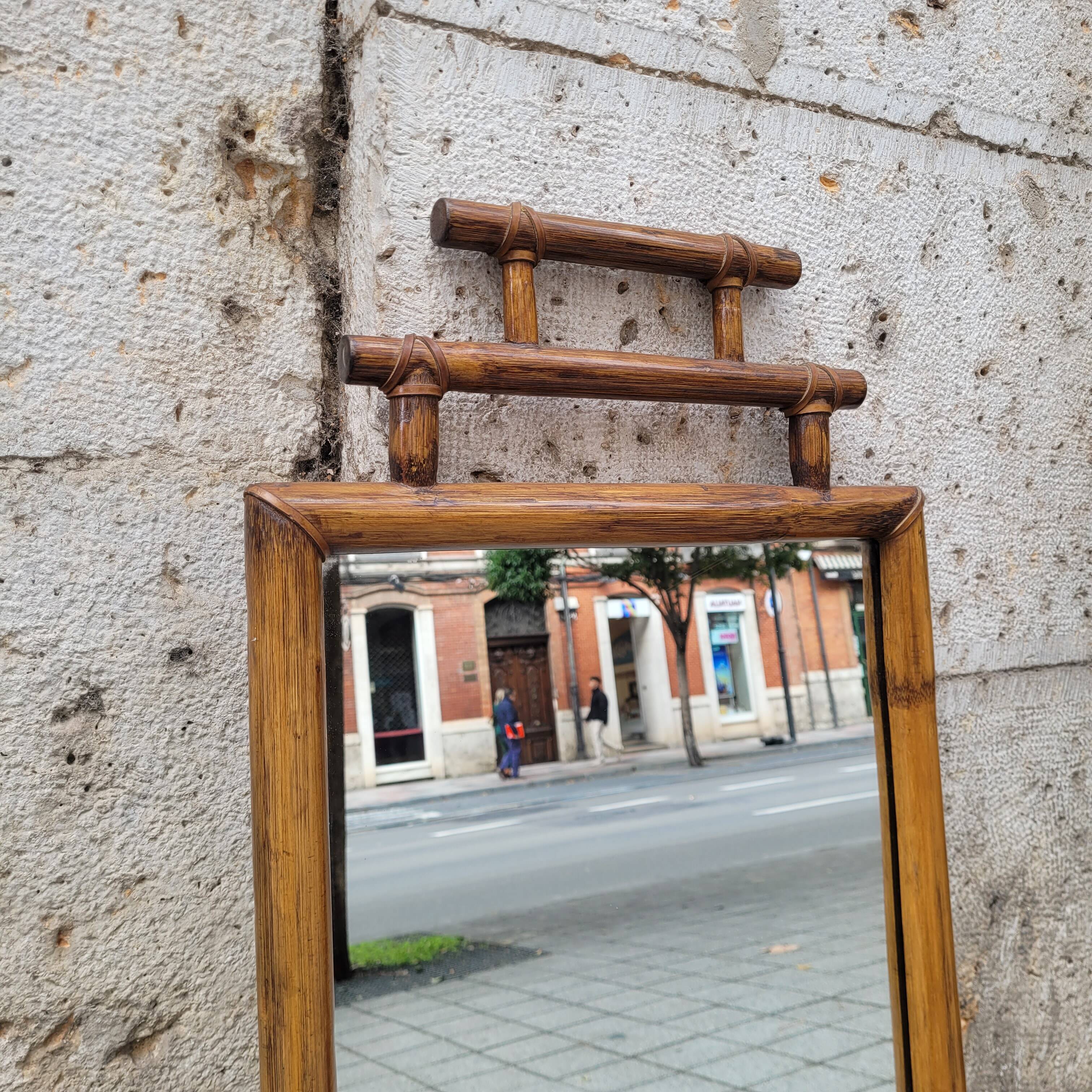 Colonial mirror with bamboo frame, 1900s - France