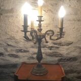 Vintage French Bronze and Brass Table Lamp: Louis XVI Style, 4-Branch C1950