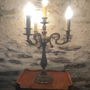 Vintage French Bronze and Brass Table Lamp: Louis XVI Style, 4-Branch C1950