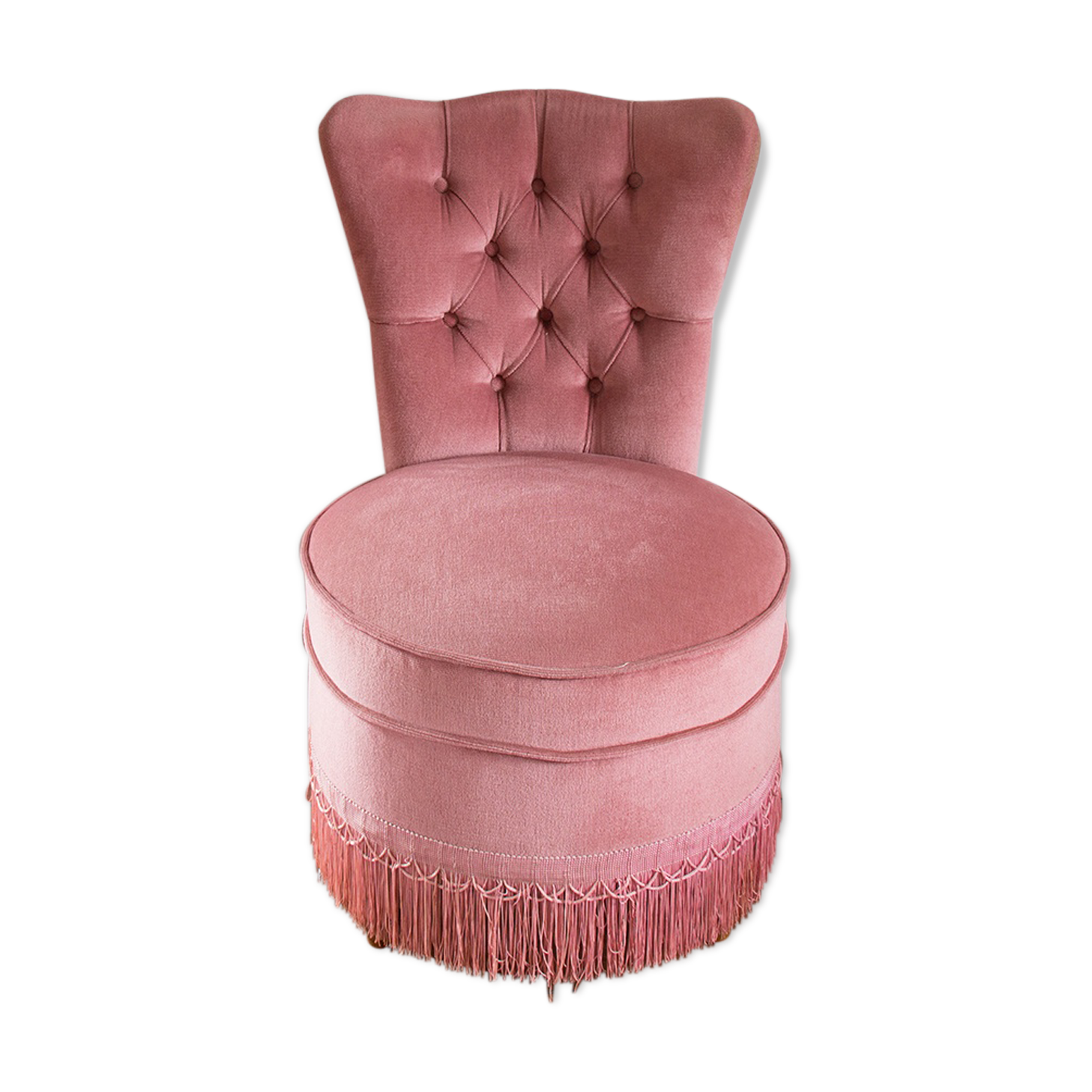 Fauteuil crapaud rose poudré