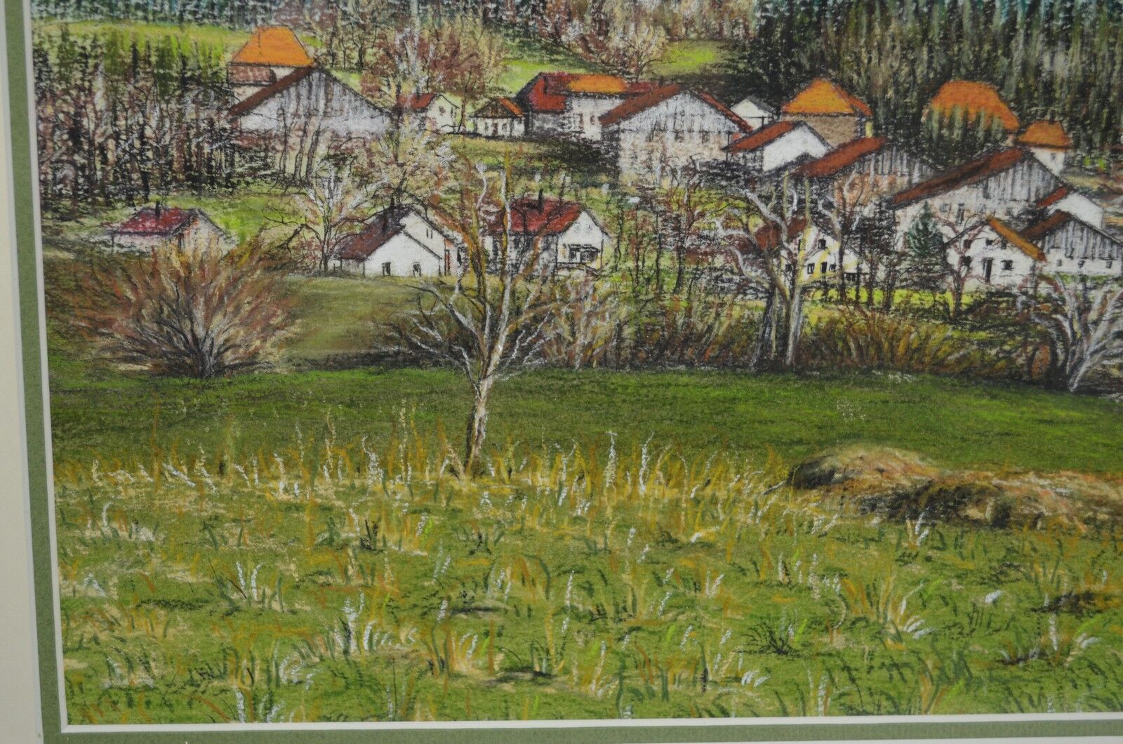Eliane lienard (xxth century) pastel "landscape of rantechaux in the doubs" signed lower right