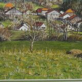 Eliane lienard (xxth century) pastel "landscape of rantechaux in the doubs" signed lower right