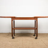 Rolling table, service, Danish expandable and double-level, teak 1960.