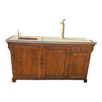 Old zinc and oak bar counter