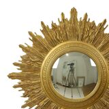 Miroir soleil Sunburst XL en résine dorée