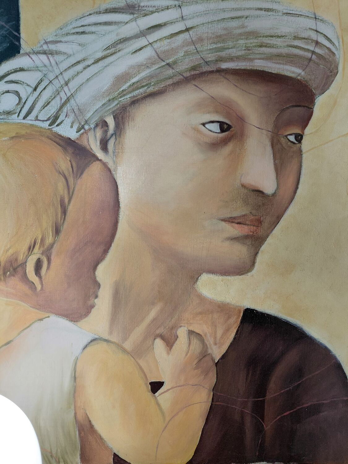 Grand Tableau Tempera (90x90) - Detail of Masaccio - signed F. Leblon