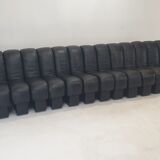 De Sede DS-600 "Non Stop" Snake Shaped Modular Sofa in Full Black Leather
