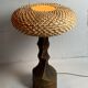 Large brutalist table lamp with rattan shade, Dutch ca 1960s ( 76 cm )